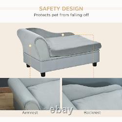 Chaise canapé pour chien avec coussin moelleux et rangement, pour petits chiens et chats, gris