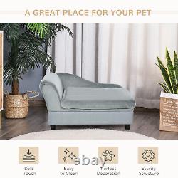 Chaise canapé pour chien avec coussin moelleux et rangement, pour petits chiens et chats, gris