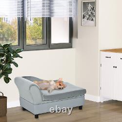 Chaise canapé pour chien avec coussin moelleux et rangement, pour petits chiens et chats, gris