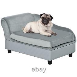 Chaise canapé pour chien avec coussin moelleux et rangement, pour petits chiens et chats, gris