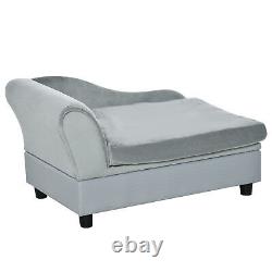 Chaise canapé pour chien avec coussin moelleux et rangement, pour petits chiens et chats, gris