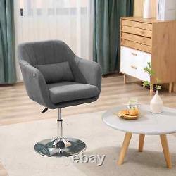 Chaise d'appoint à base pivotante avec oreiller gris.