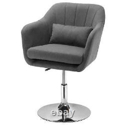 Chaise d'appoint à base pivotante avec oreiller gris.