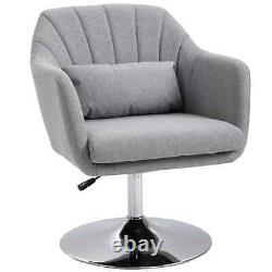 Chaise d'appoint avec base pivotante, avec coussin gris clair.