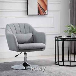 Chaise d'appoint avec base pivotante, avec coussin gris clair.