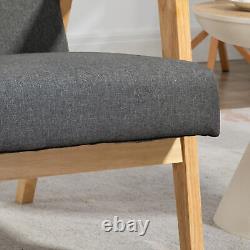 Chaise d'appoint moderne en tissu HOMCOM avec pieds en bois de caoutchouc, coussin rembourré gris