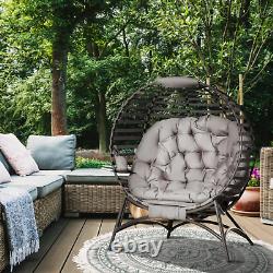 Chaise d'œuf de patio de jardin avec coussin, cadre en acier, siège unique, chaise cocon pod