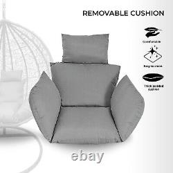 Chaise d'œuf suspendue Fine Garden Grey avec coussin confortable assorti résistant aux intempéries pour patio