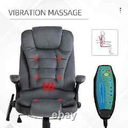 Chaise de bureau de massage avec siège ergonomique inclinable, coussin, repose-pieds pivotant, gris.