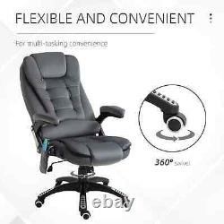 Chaise de bureau de massage avec siège ergonomique inclinable, coussin, repose-pieds pivotant, gris.