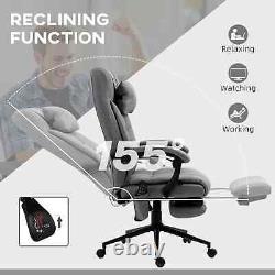 Chaise de bureau de massage de style exécutif avec coussin inclinable, siège pivotant et repose-pieds, gris.