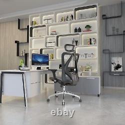 Chaise de bureau ergonomique Chaise de bureau en maille avec support lombaire réglable 3D Gris