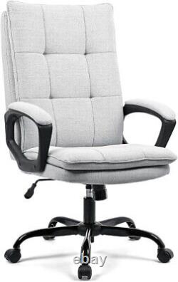 Chaise de bureau exécutive pour ordinateur à domicile, chaise en tissu avec double rembourrage, gris BASETBL