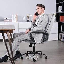 Chaise de bureau exécutive pour ordinateur à domicile, chaise en tissu avec double rembourrage, gris BASETBL