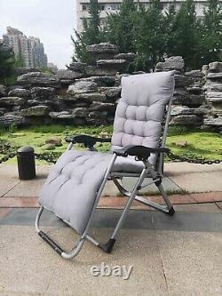 Chaise de gravité zéro avec coussin fauteuil de jardin d'été inclinable transat rembourré.