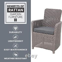 Chaise de jardin extérieure en rotin gris et coussin, mobilier de jardin facile à nettoyer