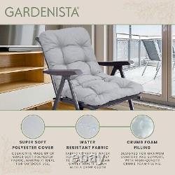 Chaise de jardin haute dossier rembourré avec coussins matelassés résistants à l'eau pour patio