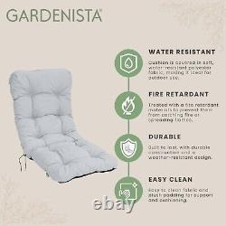 Chaise de jardin haute dossier rembourré avec coussins matelassés résistants à l'eau pour patio