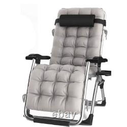 Chaise de jardin inclinable pliante avec coussin et porte-gobelet en apesanteur zéro