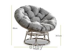 Chaise de jardin relaxante rembourrée en rotin gris/noir MOON
