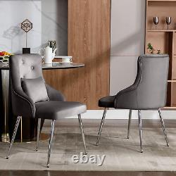 Chaise de salle à manger, de chambre ou de salon avec motif de boutons et coussin lombaire (ensemble de 2)
