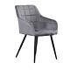 Chaise De Salle à Manger En Velours Assise Rembourrée Pieds En Métal Gris Foncé