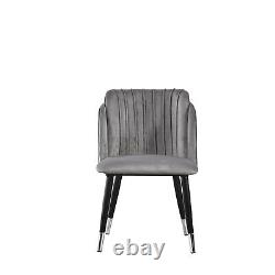 Chaise de salle à manger en velours écrasé avec coquille de Saint-Jacques, accoudoirs, siège et dossier en forme de fauteuil, meuble de maison.
