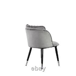Chaise de salle à manger en velours écrasé avec coquille de Saint-Jacques, accoudoirs, siège et dossier en forme de fauteuil, meuble de maison.