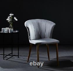 Chaise de salle à manger en velours écrasé avec coquille en forme de pétoncle Elsa Confortable et douce pour la maison