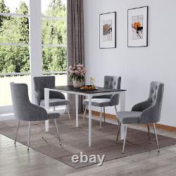 Chaise de salle à manger moderne en velours avec accoudoirs et coussin, pieds chromés