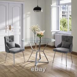 Chaise de salle à manger moderne en velours avec accoudoirs et coussin, pieds chromés