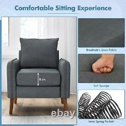 Chaise de salon rembourrée en tissu pour siège simple avec accoudoir et coussin