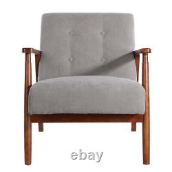 Chaise en bois massif Scandi avec accoudoirs en rotin, fauteuil tubulaire et siège rembourré en tissu