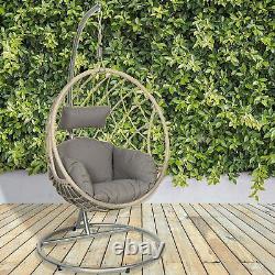 Chaise en rotin pour jardin en forme d'œuf, tissée en double ou simple, suspendue à l'extérieur, noir/gris.