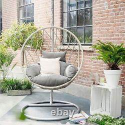 Chaise en rotin pour jardin en forme d'œuf, tissée en double ou simple, suspendue à l'extérieur, noir/gris.