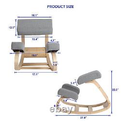 Chaise ergonomique à genoux, soulage les douleurs dorsales, chaise à bascule pour la maison avec coussin en lin doux.
