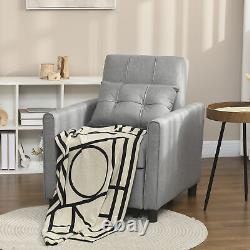 Chaise-lit escamotable HOMCOM, fauteuil-lit avec oreiller, poches latérales, gris clair