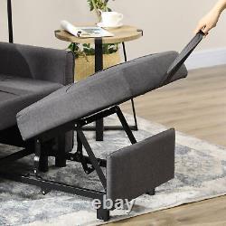 Chaise-lit gigogne HOMCOM, fauteuil-lit avec oreiller, poches latérales, gris