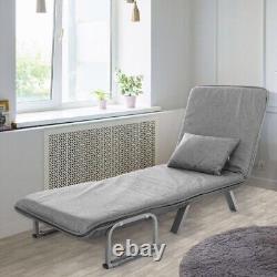 Chaise-lit moderne pliante 3-en-1 en tissu avec oreiller