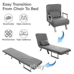 Chaise-lit moderne pliante 3-en-1 en tissu avec oreiller