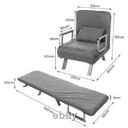 Chaise-lit pliante 3-en-1 moderne en tissu avec oreiller