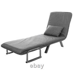 Chaise-lit pliante 3-en-1 moderne en tissu avec oreiller