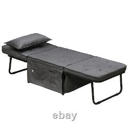 Chaise-lit pliante HOMCOM avec oreiller et poches latérales, gris anthracite