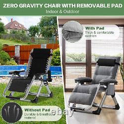 Chaise longue de jardin zéro gravité, chaise longue, chaise de patio, fauteuil inclinable pliant, fauteuil inclinable intérieur