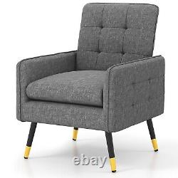 Chaise moderne à accoudoirs en tissu de lin, fauteuil de loisirs rembourré, fauteuil simple