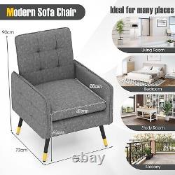 Chaise moderne à accoudoirs en tissu de lin, fauteuil de loisirs rembourré, fauteuil simple