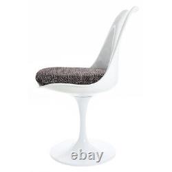 Chaise pivotante Fusion Living White Chelsea 80 cm de hauteur avec coussin de siège gris texturé