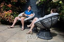 Chaise pivotante en nid de rotin Papasan avec coussin pour l'intérieur/extérieur