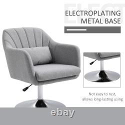 Chaise pivotante rétro en lin élégant avec cadre en acier, coussin et siège large