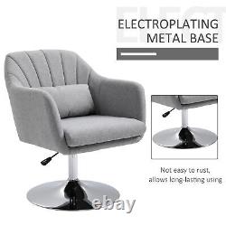 Chaise pivotante tubulaire rétro élégante HOMCOM en lin avec cadre en acier et siège rembourré gris clair